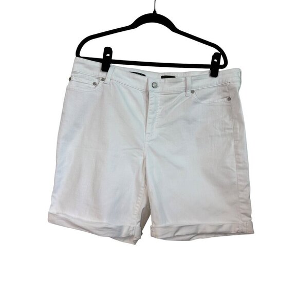 Talbots Women's Girlfriend Denim White Stretch Short 7 1/2 Inseam Size 16 Petite - Picture 1 of 11